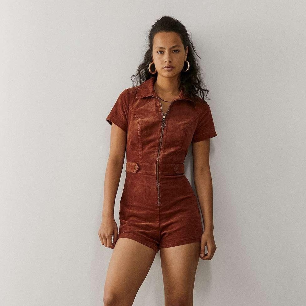 Urban Outfitters Tyson Short-sleeve Corduroy Playsuit
